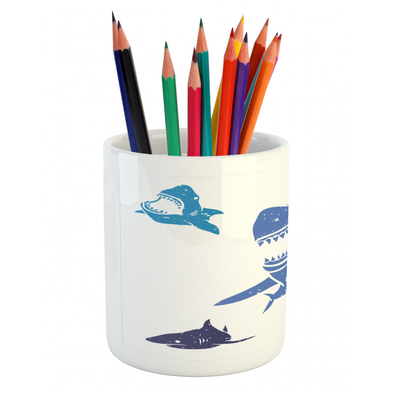 Grunge Sharks Wildlife Pencil Pen Holder