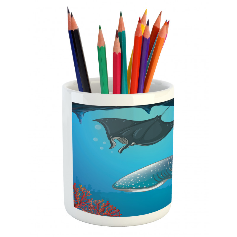 Swimming Shark Ocean Pencil Pen Holder