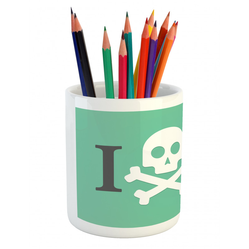 Skull Shark Marine Words Pencil Pen Holder