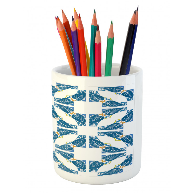 Moroccan Blue Leaves Pencil Pen Holder