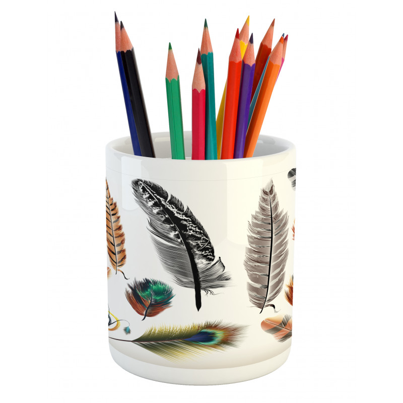 Bird Feather Retro Vibrant Pencil Pen Holder