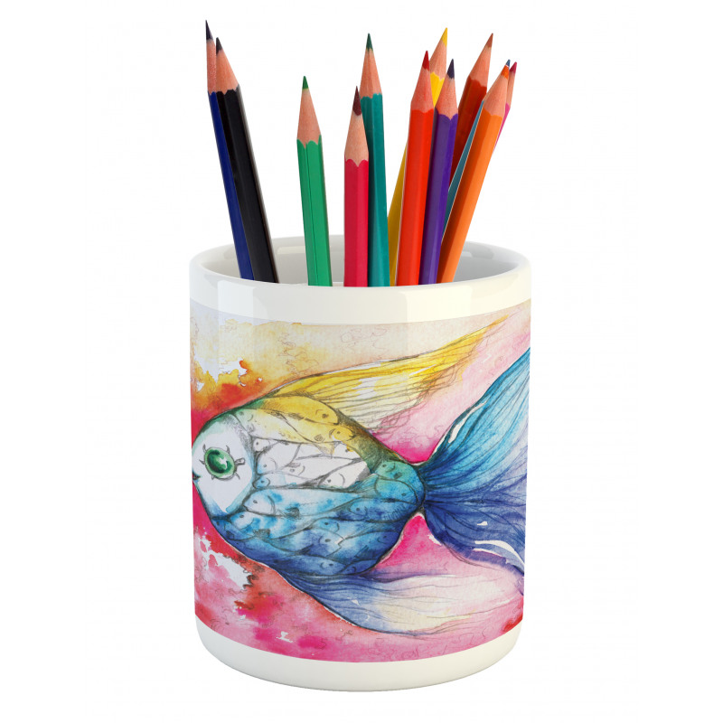 Watercolor Abstract Art Pencil Pen Holder