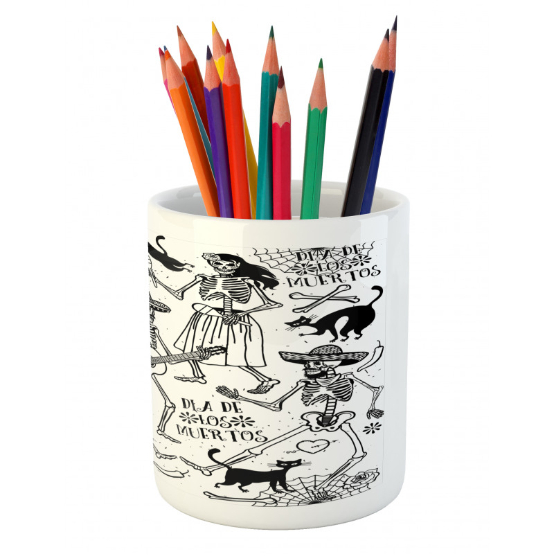 Dancing Skeletons Pencil Pen Holder