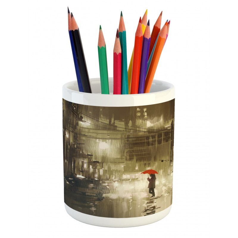 Romantic View Rainy Day Pencil Pen Holder