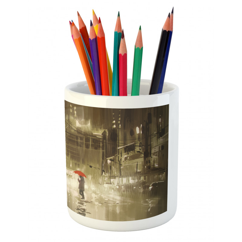 Romantic View Rainy Day Pencil Pen Holder