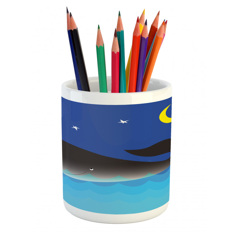 Whale in Ocean and Star Pencil Pen Holder