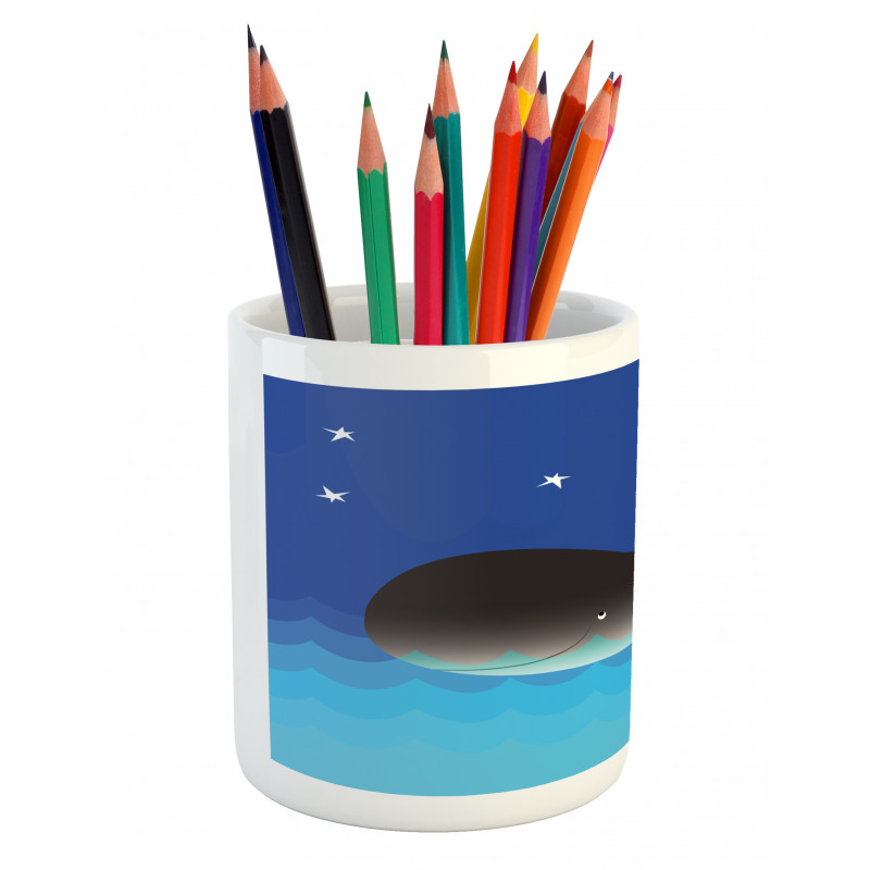 Whale in Ocean and Star Pencil Pen Holder
