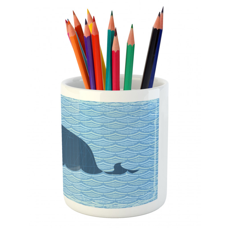 Sea Animal Wavy Patterns Pencil Pen Holder