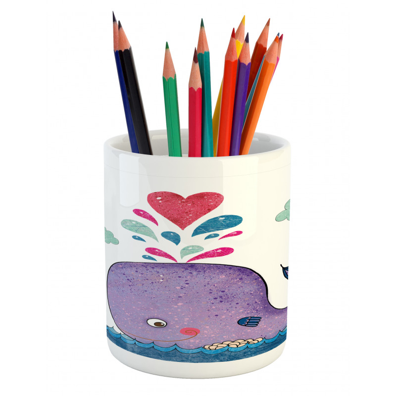 Smiley Whale with Cloud Pencil Pen Holder