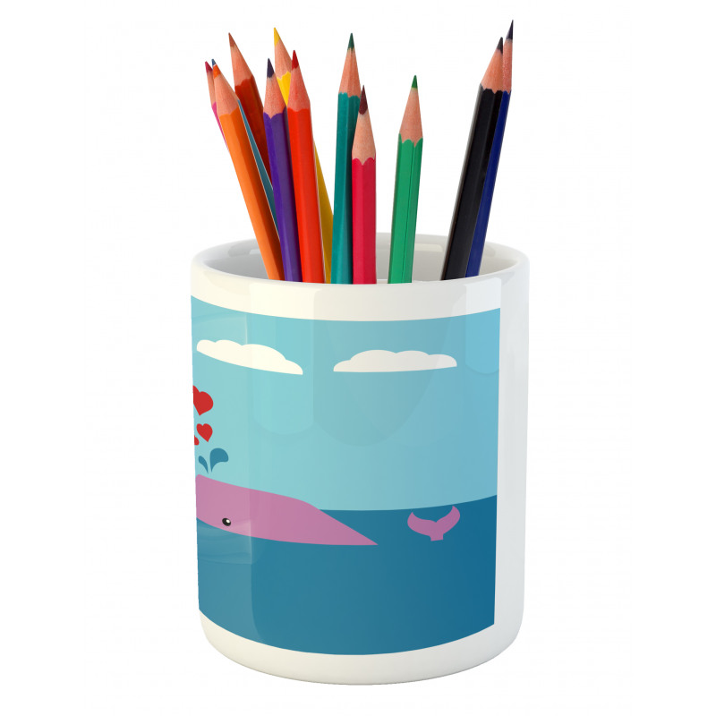 Lover Whales in Ocean Pencil Pen Holder