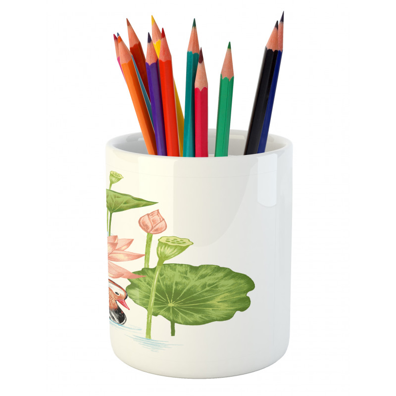 Mandarin in Pond Pencil Pen Holder