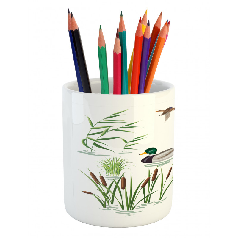 Lake Animals Plants Pencil Pen Holder