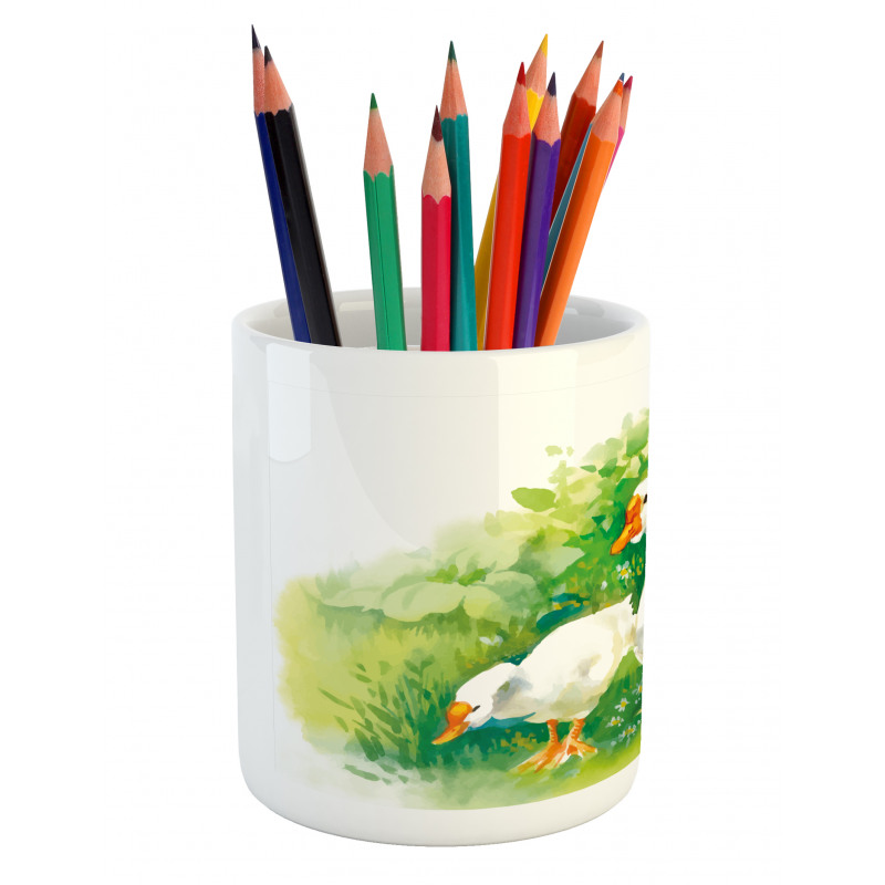 Goose Farm Lake Plants Pencil Pen Holder