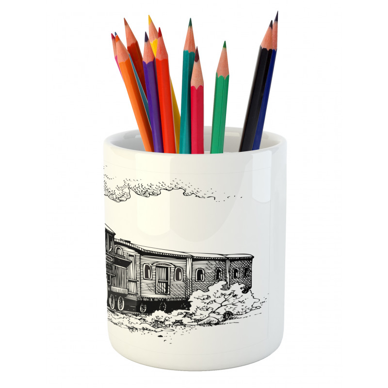 Rustic Old Train Pencil Pen Holder