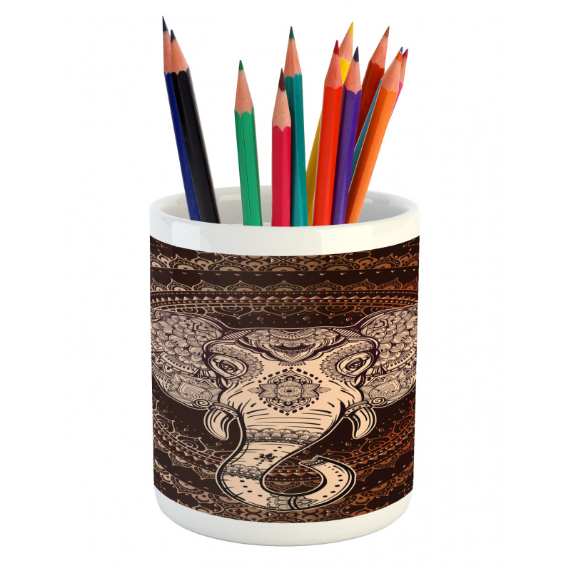 Oriental Elephant Head Pencil Pen Holder