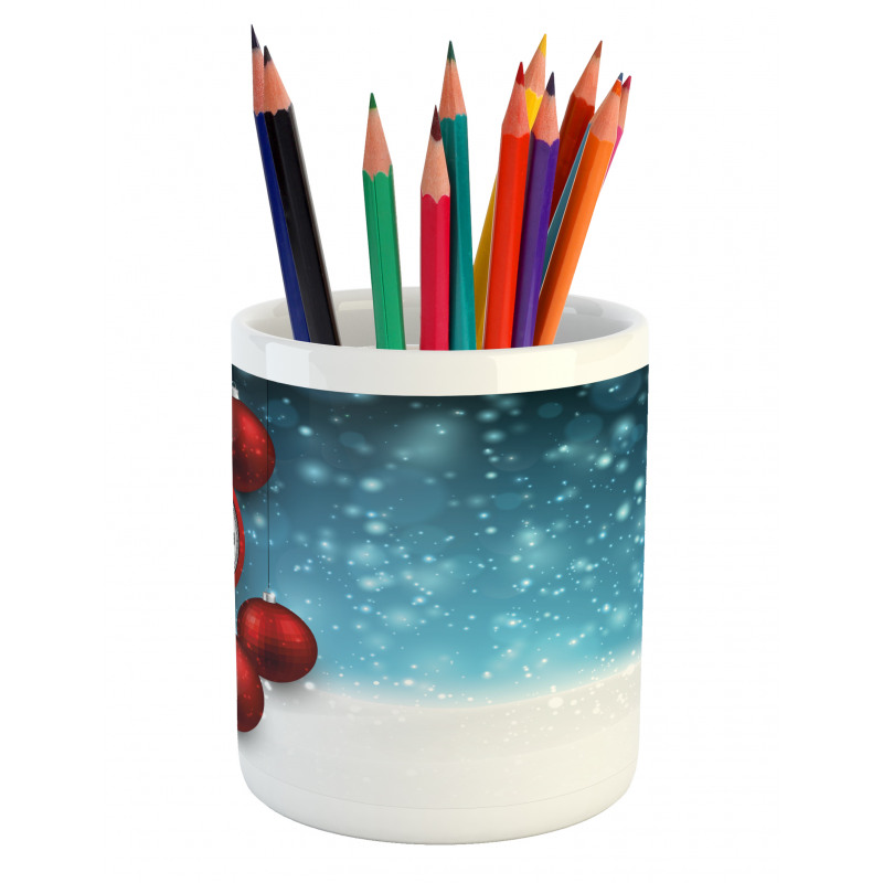 Vintage New Year Balls Pencil Pen Holder