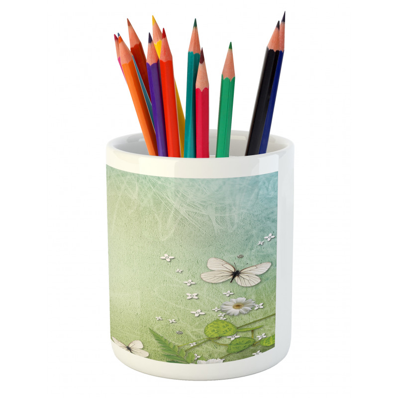 Flowers and Butterflies Pencil Pen Holder