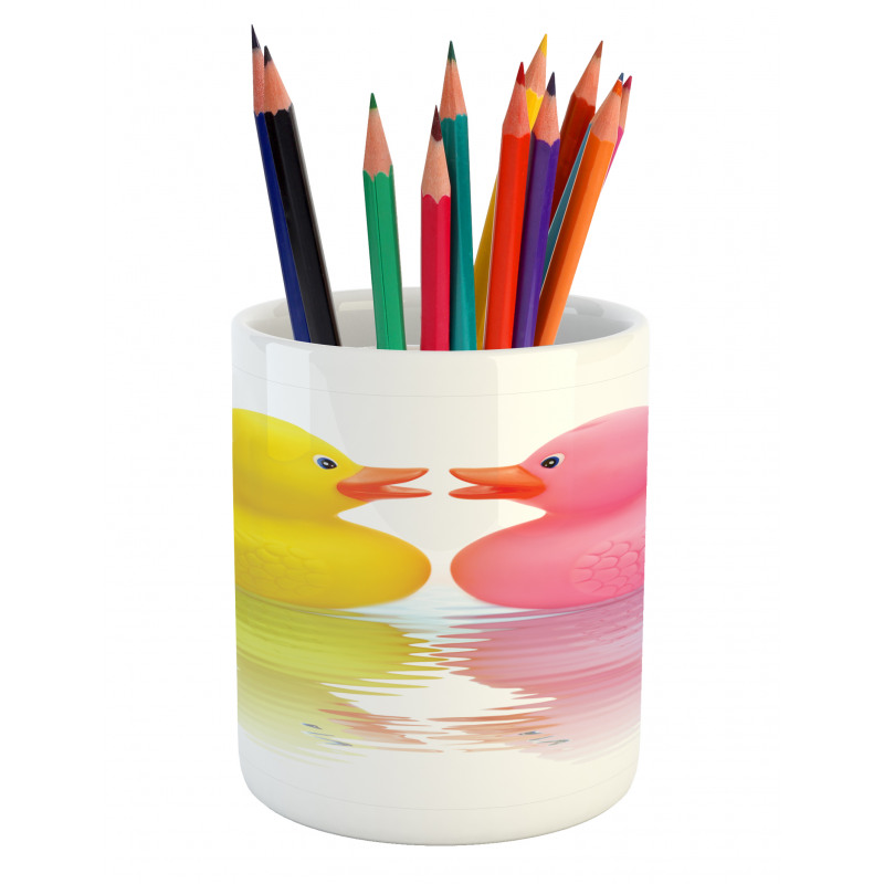 Duck Couple in Love Pencil Pen Holder