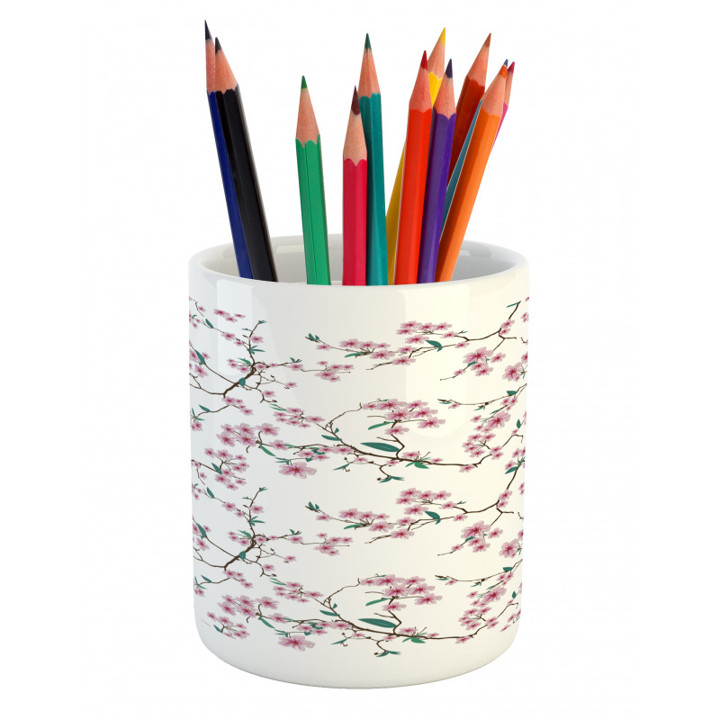 Asian Floral Botany Pencil Pen Holder