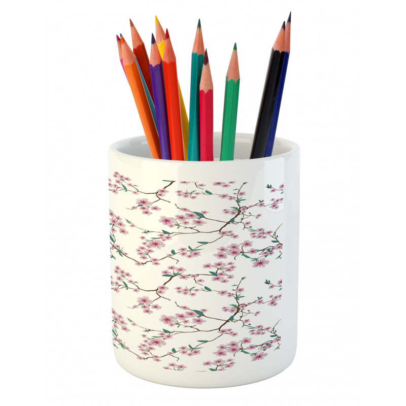 Asian Floral Botany Pencil Pen Holder