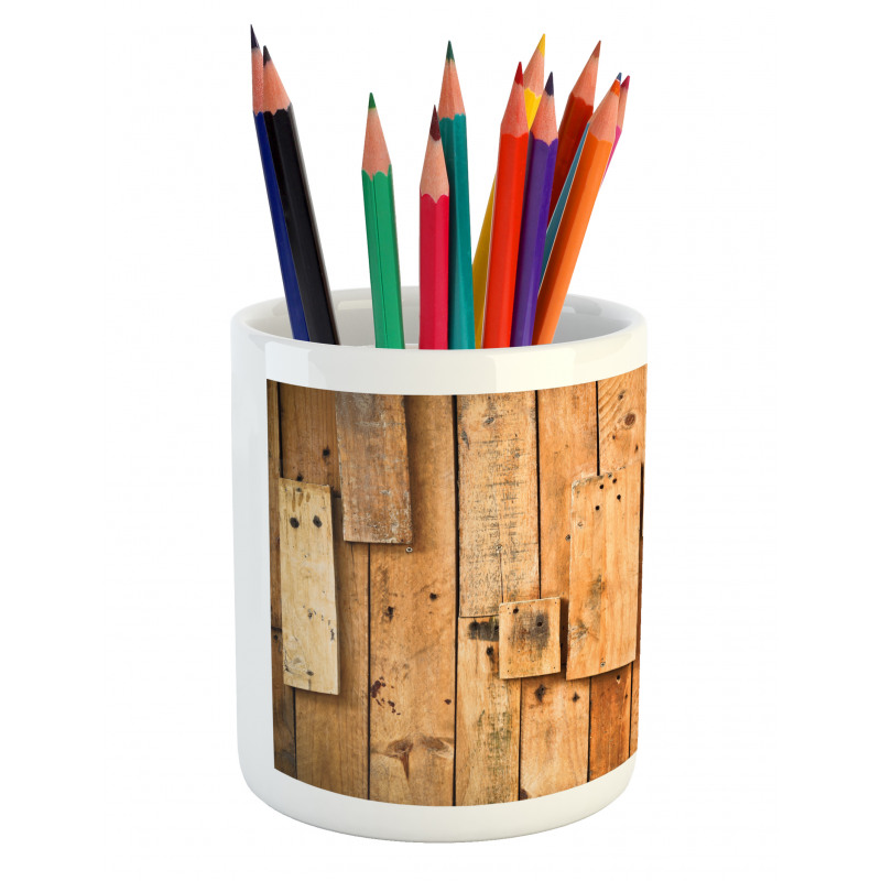 Lodge Wall Planks Print Pencil Pen Holder