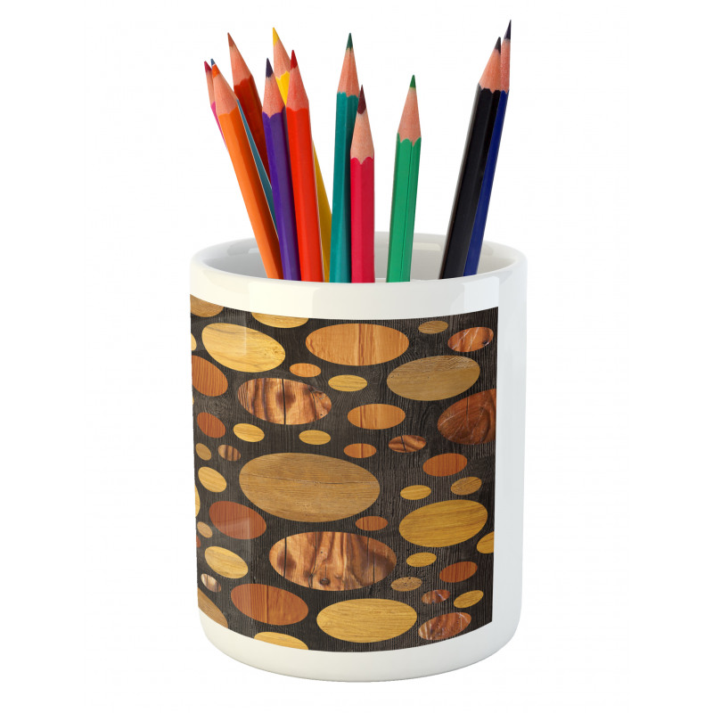 Brown Abstract Circles Pencil Pen Holder