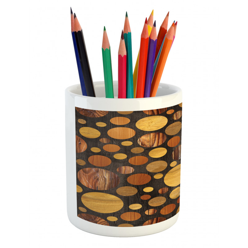 Brown Abstract Circles Pencil Pen Holder