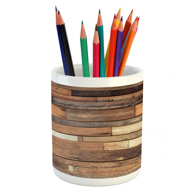 Brown Rustic Floor Look Pencil Pen Holder