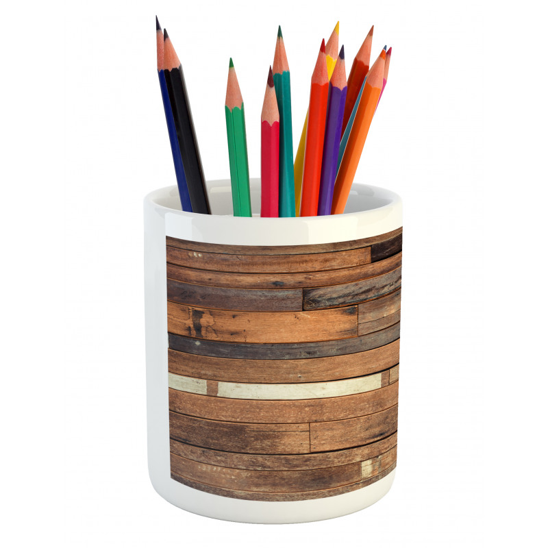 Brown Rustic Floor Look Pencil Pen Holder