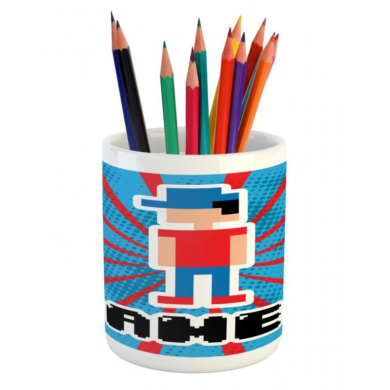 Red Blue Stripes Pencil Pen Holder