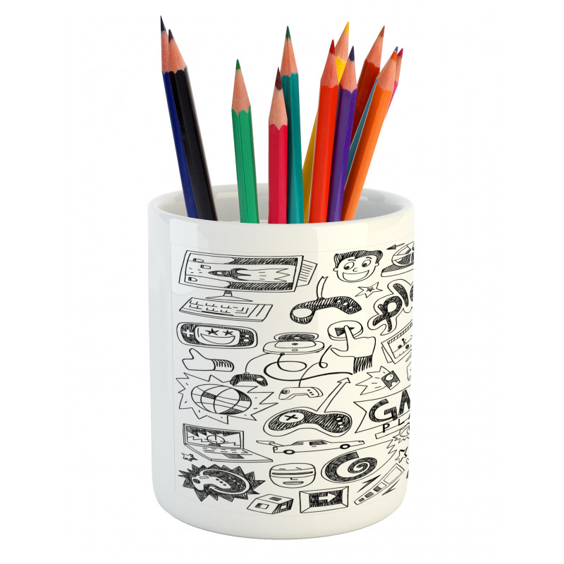 Sketch Style Gaming Pencil Pen Holder