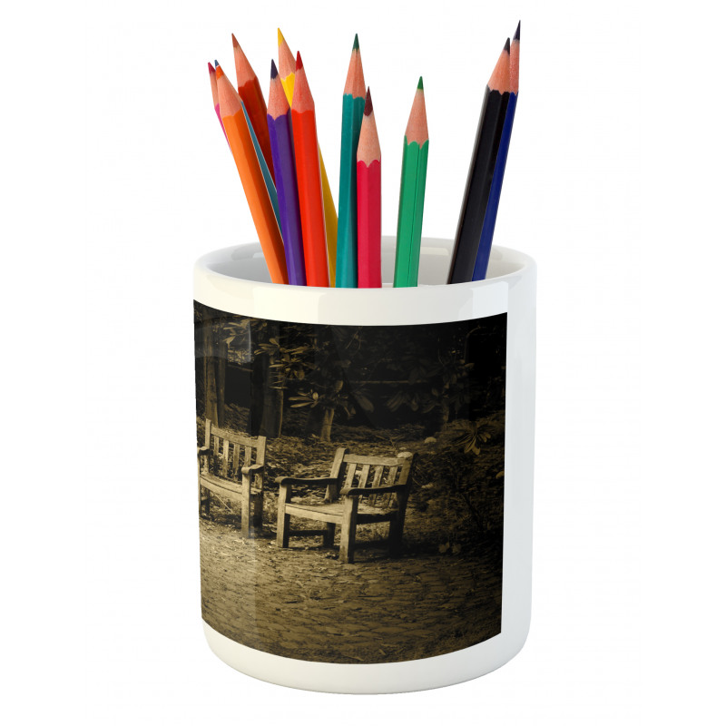 Small Wooden Rustic Chairs Pencil Pen Holder