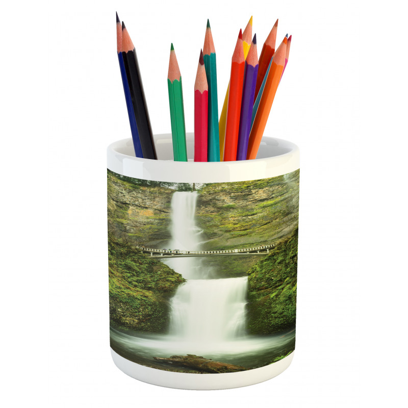 Waterfall Oregon Bridge Pencil Pen Holder