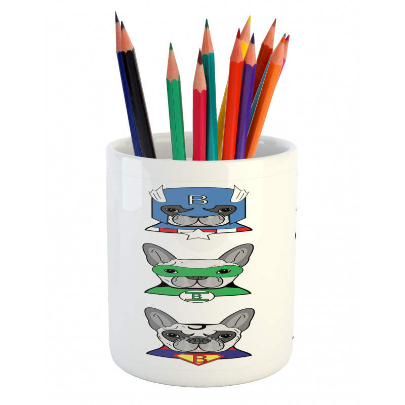 Cartoon Bulldog Art Pencil Pen Holder