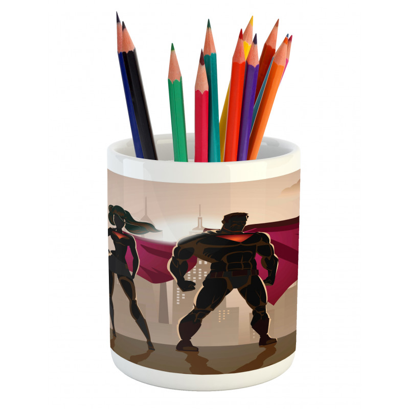 City Hero Hot Couple Pencil Pen Holder