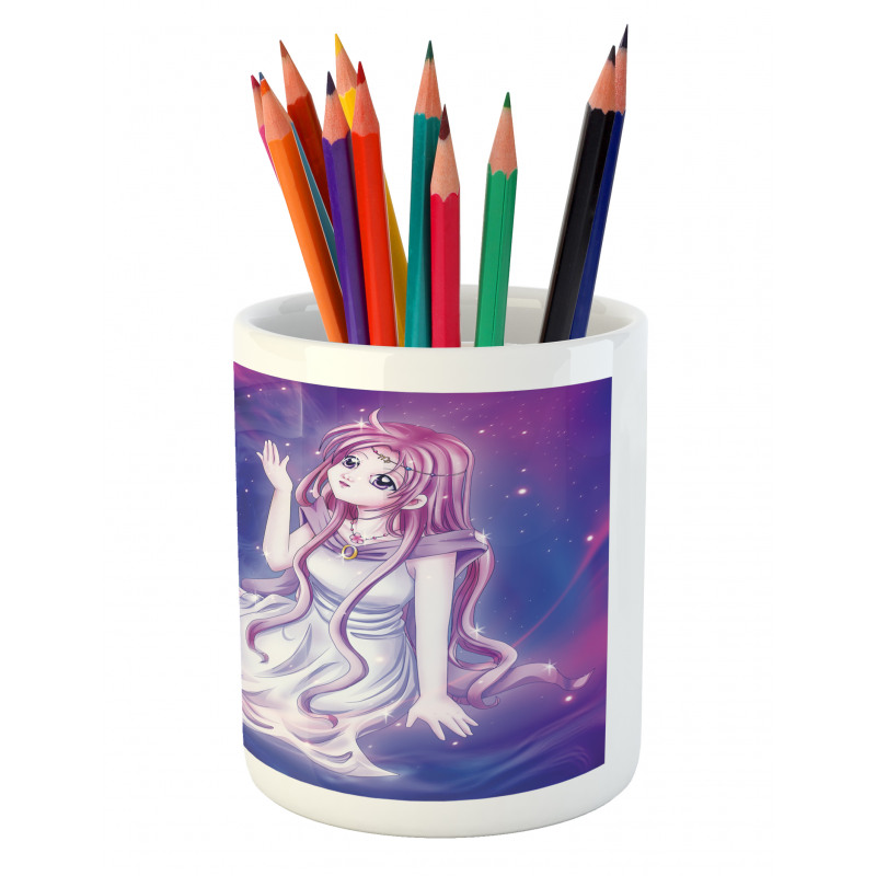 Purple Anime Fairy Sitting Pencil Pen Holder