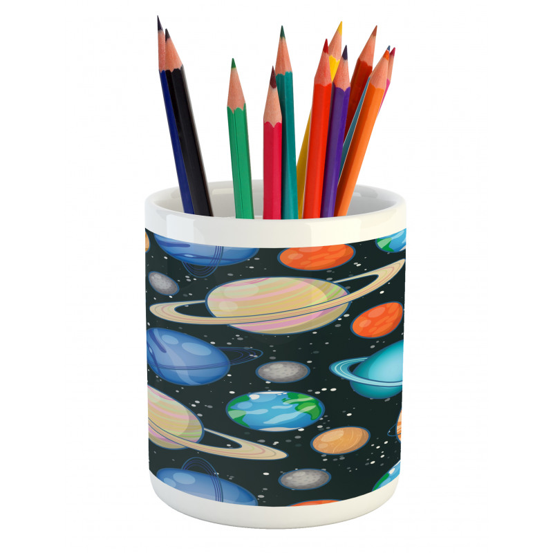 Galaxy Space Art Solar Pencil Pen Holder