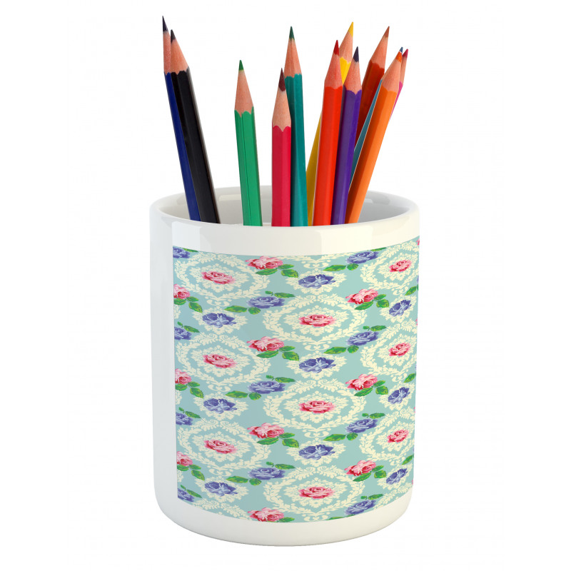 Baroque Colored Roses Pencil Pen Holder