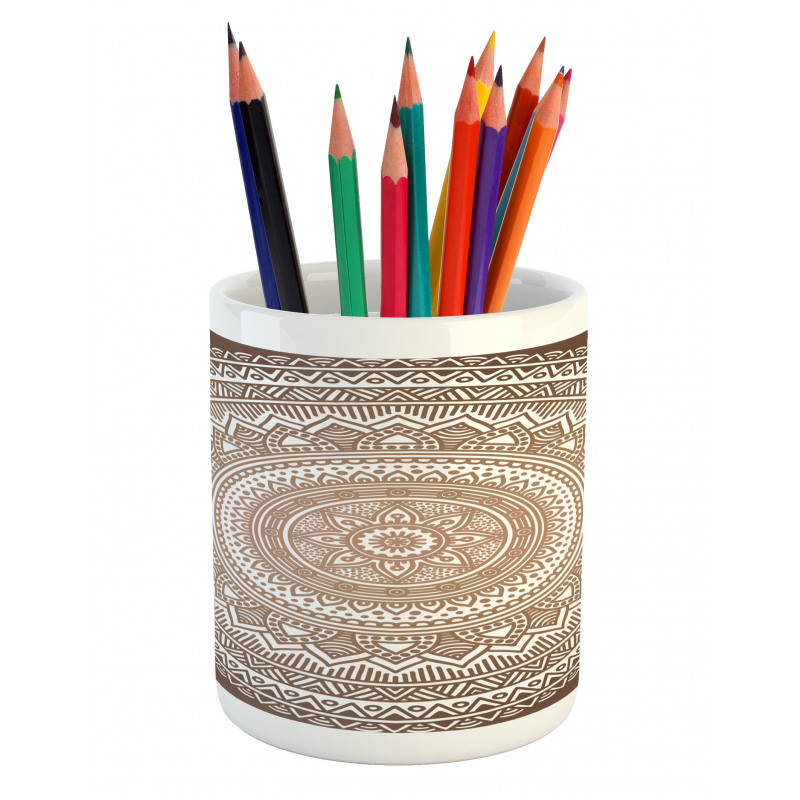 Detailed Round Flower Pencil Pen Holder