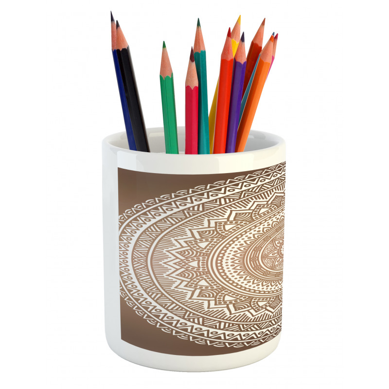 Detailed Round Flower Pencil Pen Holder