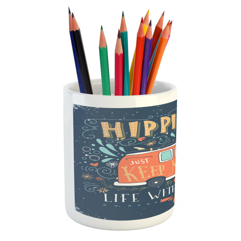 Hippie Words Pencil Pen Holder