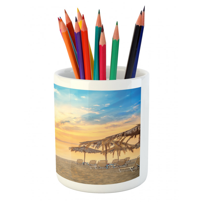 Sandy Beach with Sunrise Pencil Pen Holder