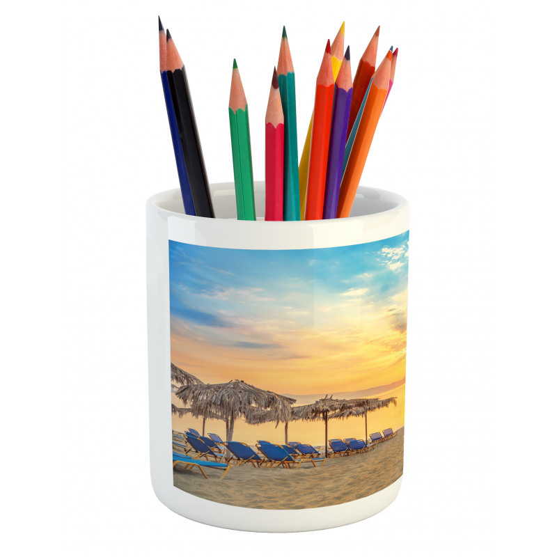 Sandy Beach with Sunrise Pencil Pen Holder