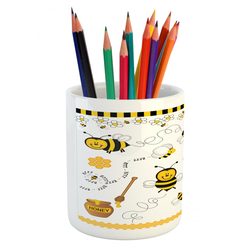 Bees Daisies Chamomile Pencil Pen Holder