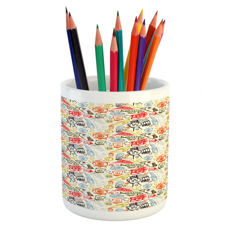 Abstract Colorful Image Pencil Pen Holder