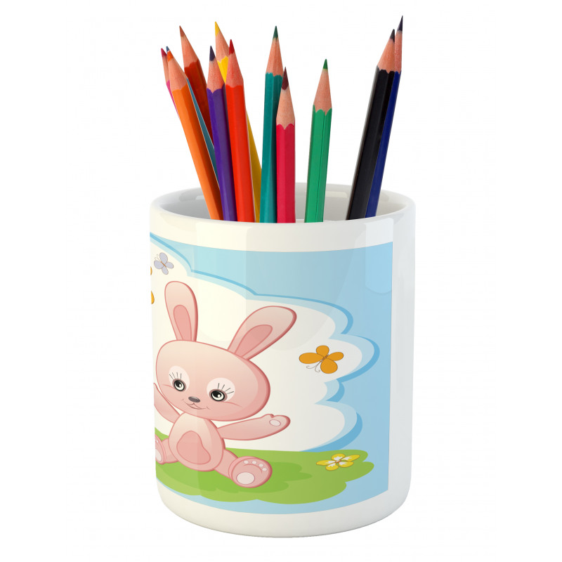 Rabbit in Garden Pencil Pen Holder