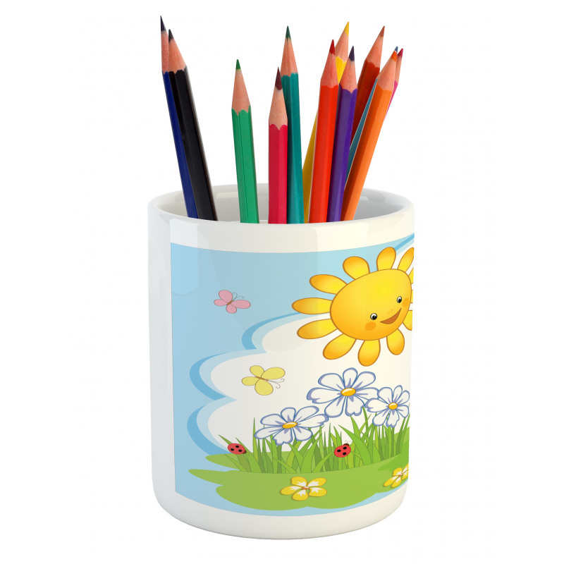 Rabbit in Garden Pencil Pen Holder