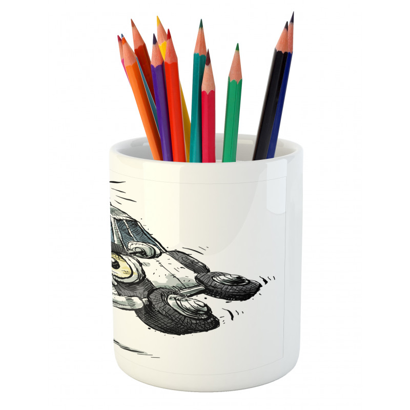 Police Car Art Image Pencil Pen Holder