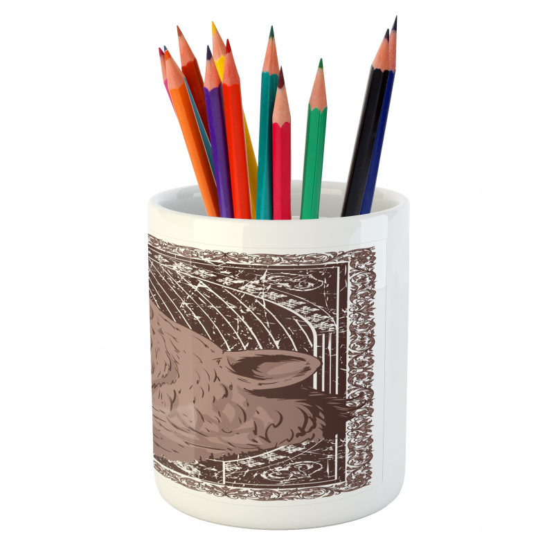 Growling Grizzly Bear Pencil Pen Holder