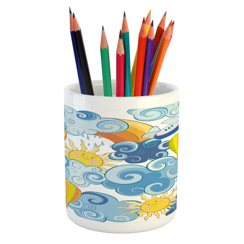 Sun Airplanes and Balloons Pencil Pen Holder